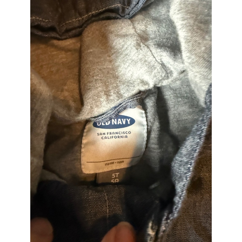 Old Navy Boys 5T Blue Chambray Pullover Hoodie Henley Kangaroo Pocket Top - Picture 3 of 4